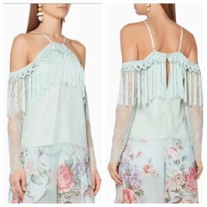 Alice McCall She Said Top in Antique Sea Lace Tassels Fringe Boho Size US 0 NWT